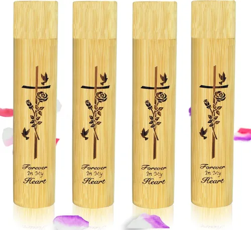 Vista 16 de Juego de 2 urnas pequeñas de bambú para cenizas humanas, ecológicas y biodegradables, tubo de cremación para cenizas de mascotas machos y hembras