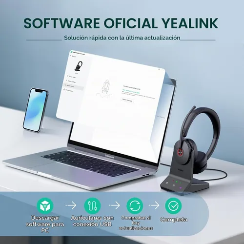 Vista 9 de Auriculares inalámbricos Yealink WH68 Duo DECT y Bluetooth 606ft Range