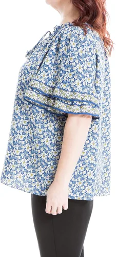 Vista 2 de Max Studio Blusa con volantes y manga codo talla grande para mujer