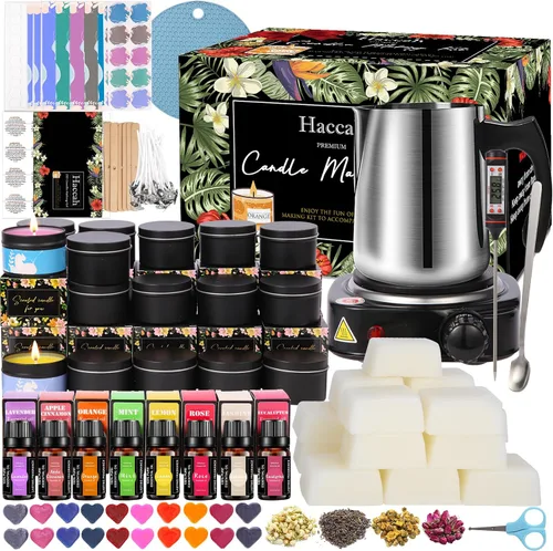 Vista 12 de Haccah Kit completo de fabricación de velas, suministros para hacer velas, kits de manualidades y manualidades para adultos, principiantes
