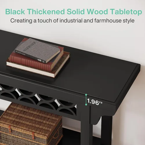 Vista 7 de Tribesigns Mesa Consola Larga de Madera Maciza de 70.8 Pulgadas, Mesa de Entrada Estilo Granja con Almacenamiento, Mesa de Sofá Estrecha Mesa