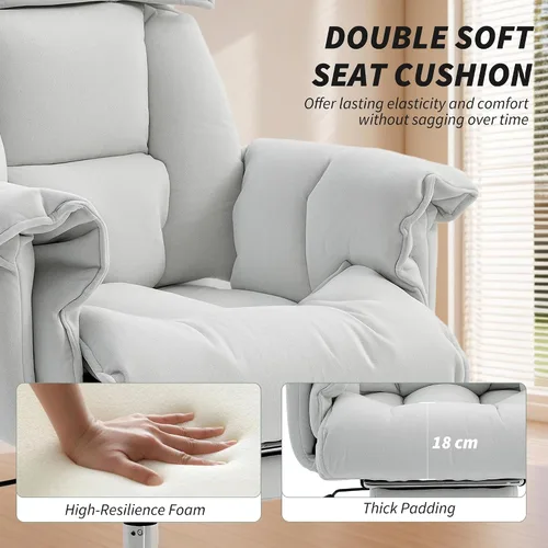 Vista 5 de HOMCOM Silla de oficina ejecutiva cómoda con reposapiés, silla giratoria reclinable de escritorio para computadora con respaldo alto plegable, cojín