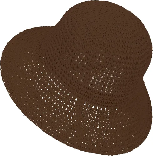 Vista 16 de Sombrero de sol para mujer, hecho a mano, cubo de paja de ganchillo para verano, plegable, gorra de viaje Beige