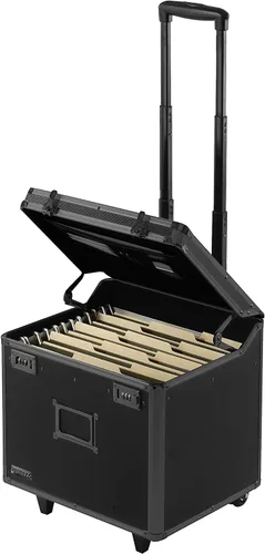 Vista 15 de Vaultz Caja de almacenamiento portátil de archivos con asa, 14.5 x 17.5 x 15.5 pulgadas, caja de seguridad móvil tamaño carta/legal, gabinete