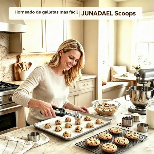 Vista 6 de JUNADAEL J Cuchara de galletas de 4 cucharadas, cucharadas de galletas de 2 onzas para hornear, cuchara para magdalenas para hornear, agarre cómodo