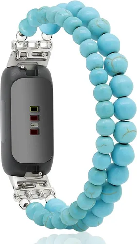 Vista 12 de C&L Accessories Brazaletes compatibles con Fitbit Inspire 3 para mujeres, pulsera con cuentas, correa de reemplazo ajustable con gemas