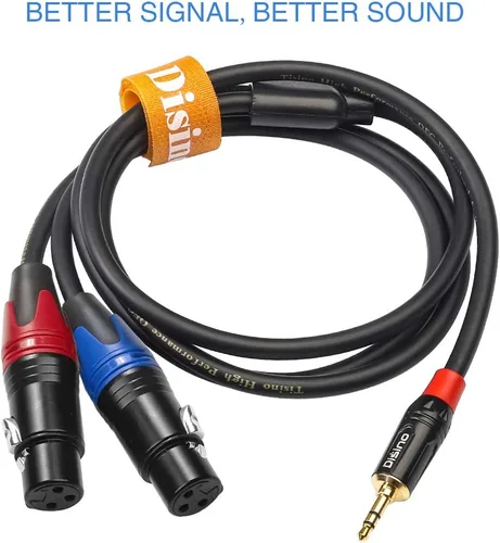 Vista 5 de Cable divisor Y de XLR doble hembra a 3,5 mm, cable de interconexión de micrófono de audio auxiliar estéreo TRS de XLR hembra desequilibrada a mini