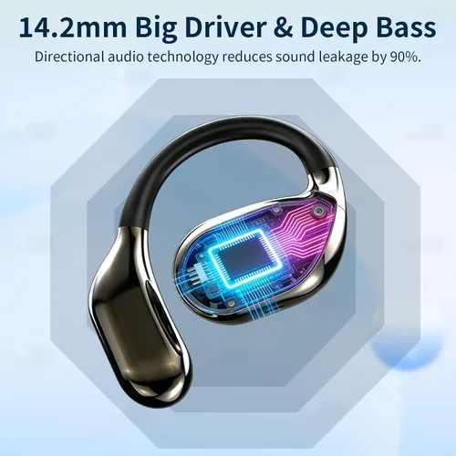 Vista 3 de Auriculares inalámbricos Bluetooth 5.4 con pantalla LED, llamadas claras, IPX4 impermeable, reproducción de 30 horas para correr, deportes