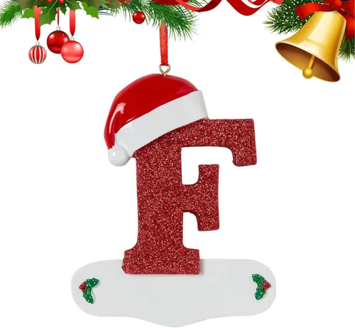 Vista 12 de Adornos de Navidad personalizados de 26 letras, mesa de decoración navideña para interiores (A)