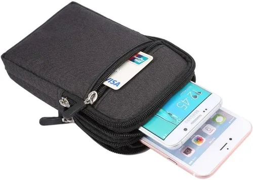 Vista 3 de Bolsa universal para teléfono celular, riñonera multiusos, para la cintura, para deportes al aire libre, funda para llevar teléfonos móviles