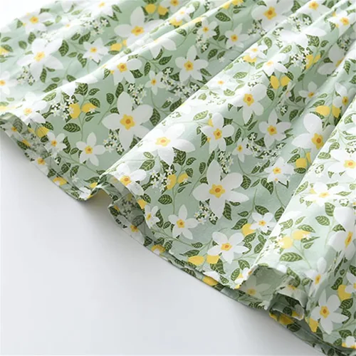 Vista 7 de Lethez Vestido de bebé para niñas pequeñas, vestido con botones, floral, sin mangas, con volantes