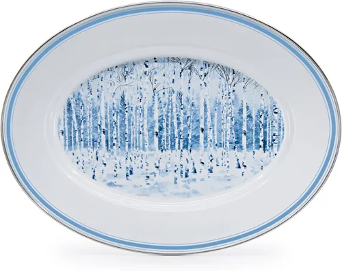 Vista 5 de Golden Rabbit Enamelware Oval Platter, 12 x 16in, Aegean Sevilla