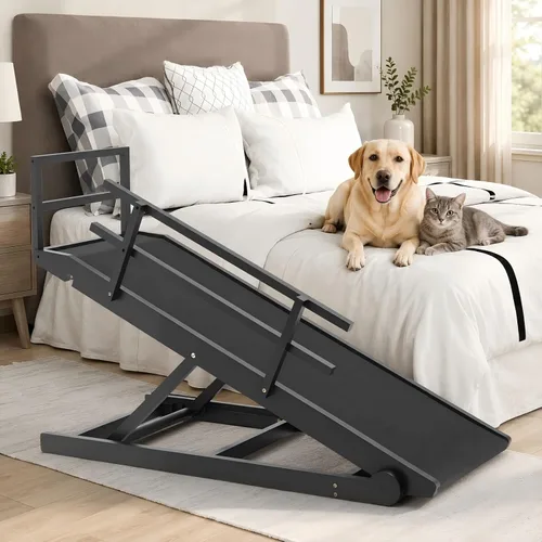 Vista 16 de Slsy Rampa para perros para cama, rampa ajustable para mascotas para perros Negro