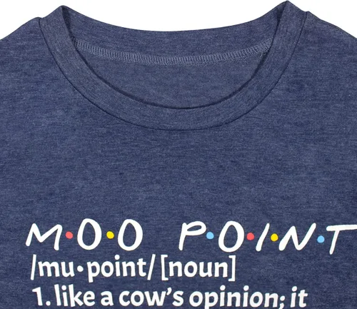 Vista 2 de It's a Moo Point - Camiseta de manga corta con cuello redondo y manga corta para mujer