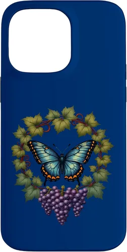 Vista 21 de Blue Winged Diana Fritillary Butterfly and Grape Vine Case for iPhone XR