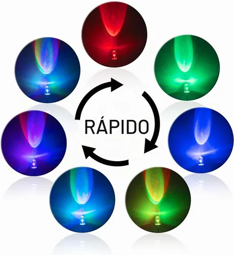 Vista 3 de DiCUNO 100 piezas de diodo LED de parpadeo rápido RGB multicolor de 0.197 in, diodos emisores de luz cambiantes intermitentes multicolor, 2 pines