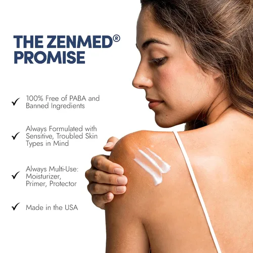 Vista 4 de ZENMED Hidratante sin aceite con SPF 30-2.5 oz. Fórmula ligera y transparente 100% libre de PABA que ayuda a proteger los tipos de piel sensible