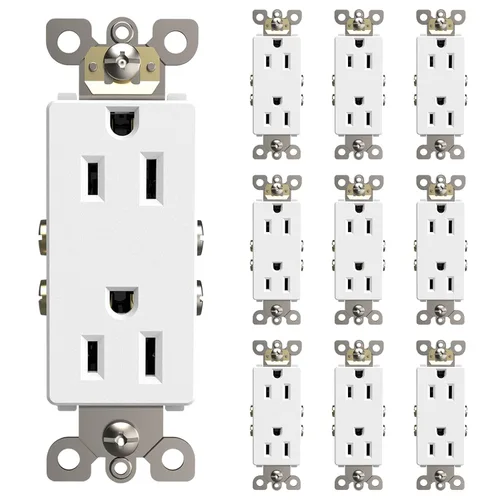 Vista 22 de ThunderWay Toma de corriente decoradora con placa de pared, toma eléctrica no resistente a manipulaciones, 15 amperios/125 V, autoconectada
