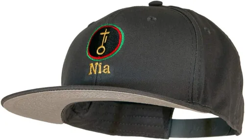 Vista 2 de Nia Kwanzaa bordado superior algodón sarga plana Bill Prostyle Snapback Cap