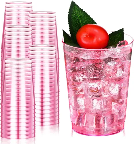 Vista 17 de Minatee 100 vasos de plástico desechables de lujo, vasos de cóctel de vino resistentes para graduaciones, bodas y fiestas de cumpleaños, vasos