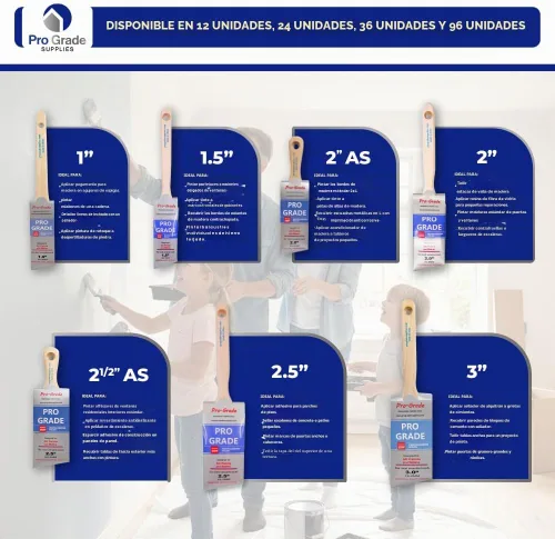 Vista 7 de Pro Grade Juego de pinceles de pintura, paquete de 3, pinceles angulares de 2 pulgadas para todas las pinturas y manchas de látex, óleo, mejoras
