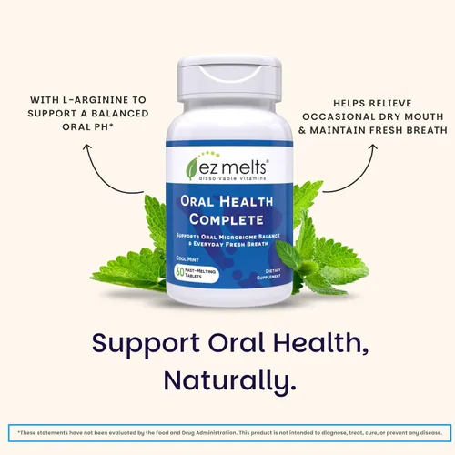 Vista 6 de EZ Melts Oral Health Complete - Probiótico oral - Apoya la salud de las encías, el aliento fresco y ayuda a aliviar la boca seca ocasional, sin