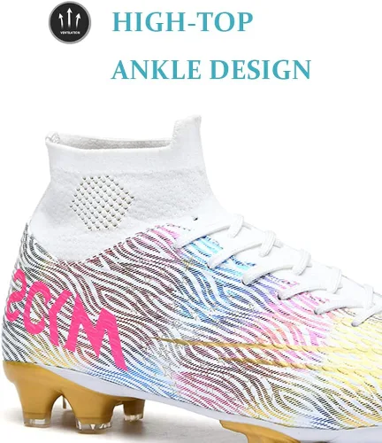 Vista 3 de ANYWELL Zapatos de fútbol deportivos para hombre, zapatos de fútbol profesionales de alta calidad, para interiores y exteriores, TFAG para niños