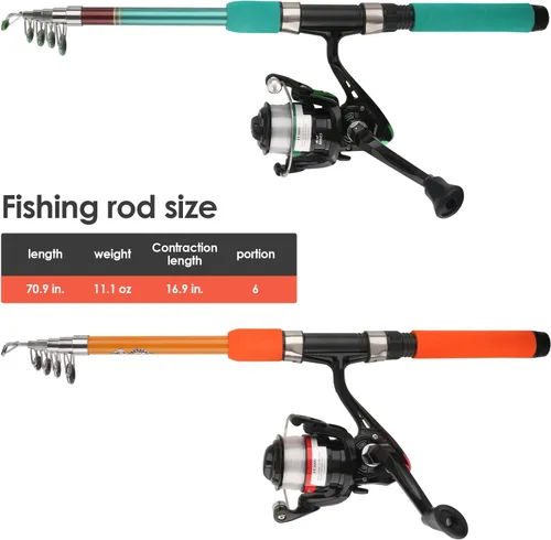 Vista 9 de Telescopic Fishing Pole Set with Spinning Reel Lure Hook Storage Bag