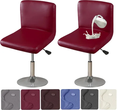 Vista 13 de HFCNMY Fundas para taburete de bar, 4 unidades, elásticas, impermeables, de PU con respaldos, lavables, fundas giratorias para taburete de bar