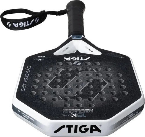 Vista 4 de STIGA Raqueta de pádel 18K Hard Cybershape de fibra de carbono, hoja de pádel defensiva para jugadores controlados de alta velocidad avanzados