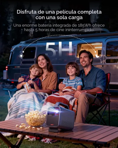 Vista 2 de NEBULA Proyector portátil para exteriores Mars 3, 1000 lúmenes ANSI, imagen potenciada por IA, batería integrada con 5 horas de reproducción, TV