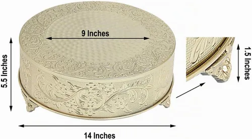 Vista 4 de Efavormart - Soporte redondo de metal en relieve dorado de 14 pulgadas, para decoración de fiestas y cumpleaños