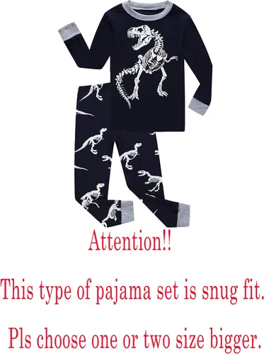 Vista 2 de KikizYe Conjunto de pijamas para niños, pijamas de manga larga para niños