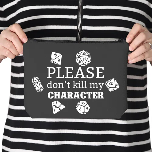 Vista 7 de TSOTMO Bolsa de almacenamiento de dados para jugadores, con cremallera, con texto en inglés "Please Don't Kill My Character, Blanco, Carácter