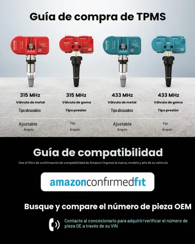 Vista 2 de MOBILETRON MORESENSOR Signature Series - Sensor de presión de neumáticos TPMS de 433 MHz, paquete de 4 unidades Preprogramado para modelos