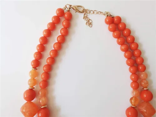 Vista 6 de Ufraky Juego de aretes de collar de 2 capas de hilo grueso para mujeres y niñas, regalo de joyería, Plástico