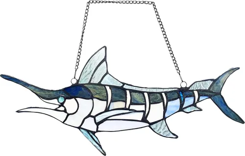 Vista 3 de Chloe Lighting Swordfish Animal-Style - Panel de ventana de 16 pulgadas de ancho, multicolor