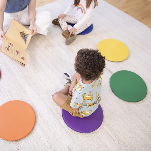 Vista 8 de ECR4Kids SoftZone Cojines de Piso Coloridos, Redondos, Asientos Flexibles, Variados, 6 Piezas