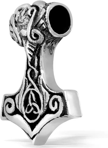 Vista 3 de WithLoveSilver - Colgante de plata de ley Trinity celta vikingo amuleto martillo de Thor (Mjolnir), Plata esterlina