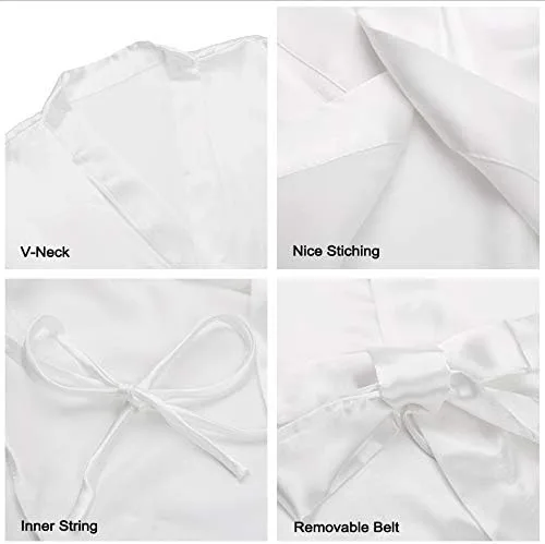 Vista 5 de Bata corta estilo Kimono de satén para mujer, para bodas, fiestas de novia, damas de honor