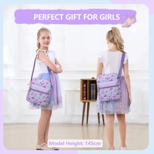 Vista 8 de VASCHY Bolso cruzado para niñas, ligero y pequeño, bolso de hombro tipo mensajero, regalo para preadolescentesadolescentes y niños pequeños