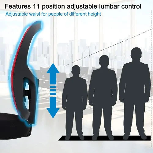 Vista 6 de Silla de oficina grande y alta, silla de computadora resistente de 400 libras con soporte lumbar, sillas ergonómicas de malla giratoria de respaldo