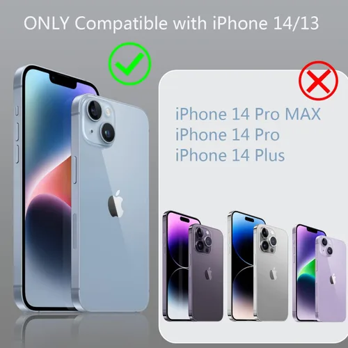 Vista 2 de Fingic Compatible con iPhone 14, iPhone 13 Funda con clip para cinturón, carcasa delgada combinada con soporte giratorio para cinturón, funda