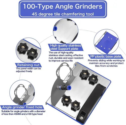 Vista 7 de Herramienta de biselado de azulejos de 45 grados, herramienta de corte de baldosas de cerámica, soporte de accesorios para amoladora angular