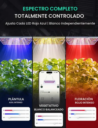 Vista 6 de LETPOT Luces de cultivo de 100 vatios (salida máxima de 120 W) para plantas de interior de espectro completo, aplicación inteligente, luz ajustable