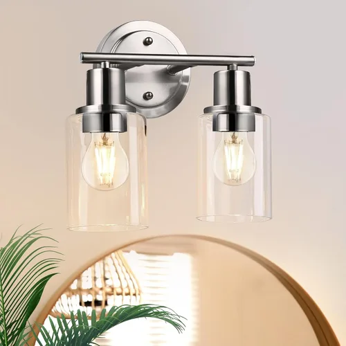 Vista 16 de 2 Light Bathroom Vanity Light Over Mirror - Black and Gold Farmhouse Wall Light for Bathroom Vanity Powder Room, Rustic Gooseneck Barn Style 2 Bulb