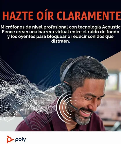 Vista 4 de [Usado] Poly Voyager Focus 2 UC - Auriculares inalámbricos ANC con micrófono y soporte de carga, se conecta a través de Bluetooth a PC/Mac/Móvil