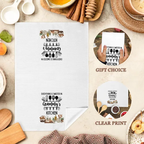 Vista 6 de Toallas de cocina con regalos de Grammy de nietos, regalos para abuela, abuela, toalla de mano decorativa, toalla de cocina, toalla de té
