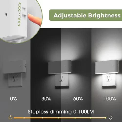 Vista 4 de L LOHAS LED - Luz nocturna LED, paquete de 2 luces nocturnas LED modernas enchufables en la pared con sensor de atardecer a amanecer, 0-100LM