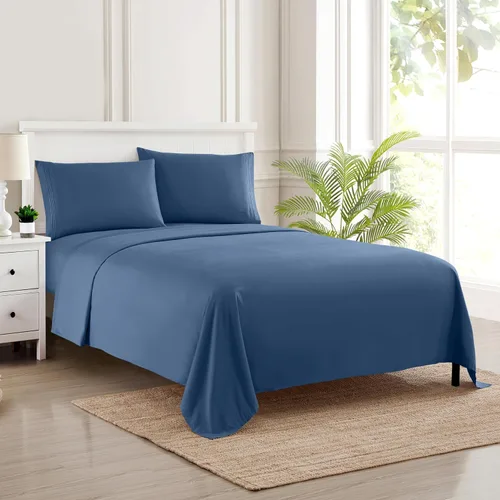 Vista 61 de Juego de sábanas extrasuaves de tamaño individual, ropa de cama transpirable y lujosa con correas elásticas integradas para las esquinas, colección